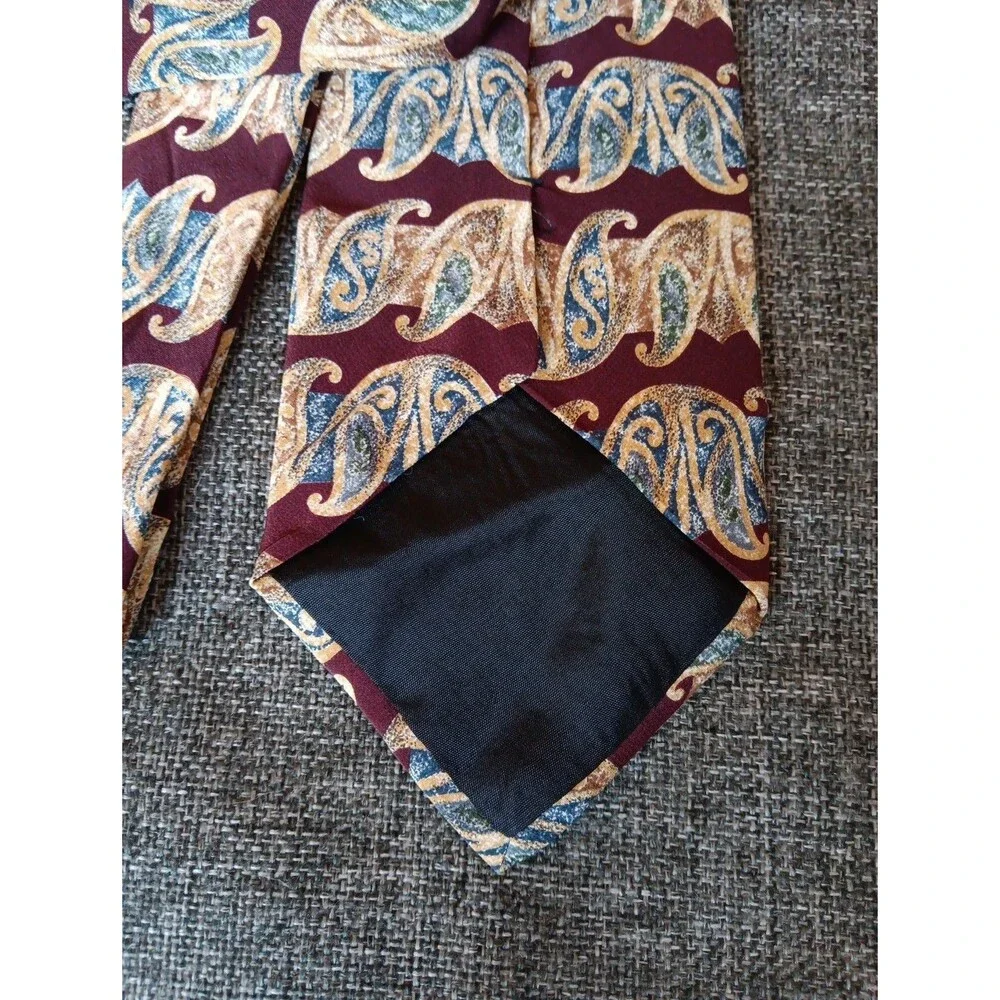 Tie 70s 80s 90s Y2K Mens Bill Robinson Silk Red Beige Blue 4 Wide 59 Long